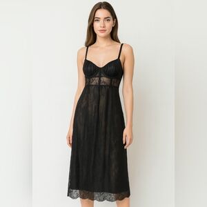 Danielle Bernstein Black Lace Slip Dress – Size XS